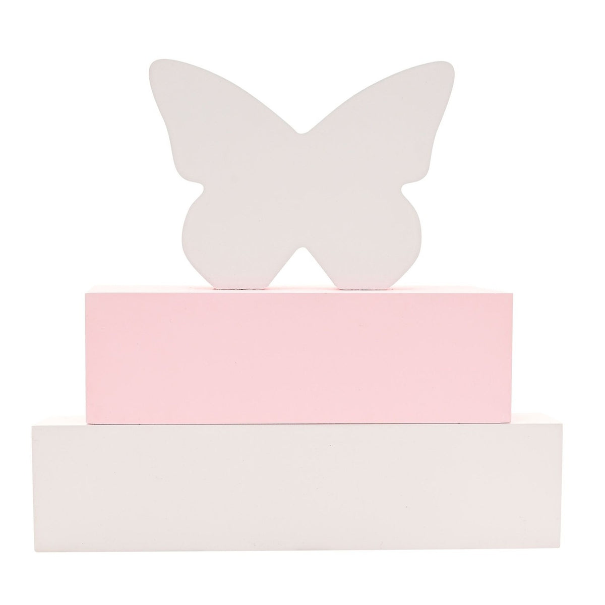 Mum Floral Butterfly Wooden Stacking Plaque - Pink & White