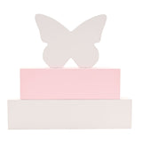 Mum Floral Butterfly Wooden Stacking Plaque - Pink & White