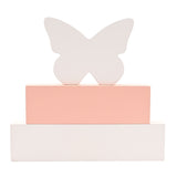 Lovely Butterfly Floral Wooden Stacking Block Plaque - White