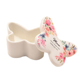 Mum Watercolour Floral Butterfly Glass Trinket Box - White