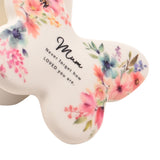 Mum Watercolour Floral Butterfly Glass Trinket Box - White