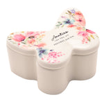 Aunties Like You Floral Butterfly Glass Trinket Box - White