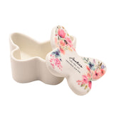 Aunties Like You Floral Butterfly Glass Trinket Box - White