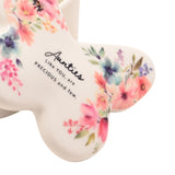 Aunties Like You Floral Butterfly Glass Trinket Box - White