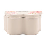 White glass butterfly-shaped trinket box with floral watercolour print and "Special" script on the lid, plain smooth white base, shown on a white background.