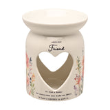 Loveliest Friend Heart Cut-Out Glass Wax Melt Burner - White