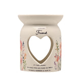 Loveliest Friend Heart Cut-Out Glass Wax Melt Burner - White