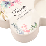 Friends Quote Butterfly Glass Tealight Candle Holder - White