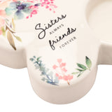 Sisters Floral Butterfly Glass Tealight Candle Holder - White