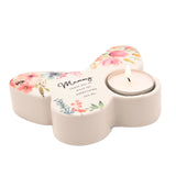 Mummy Floral Butterfly Glass Tealight Candle Holder - White
