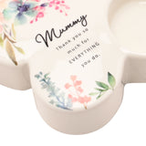 Mummy Floral Butterfly Glass Tealight Candle Holder - White