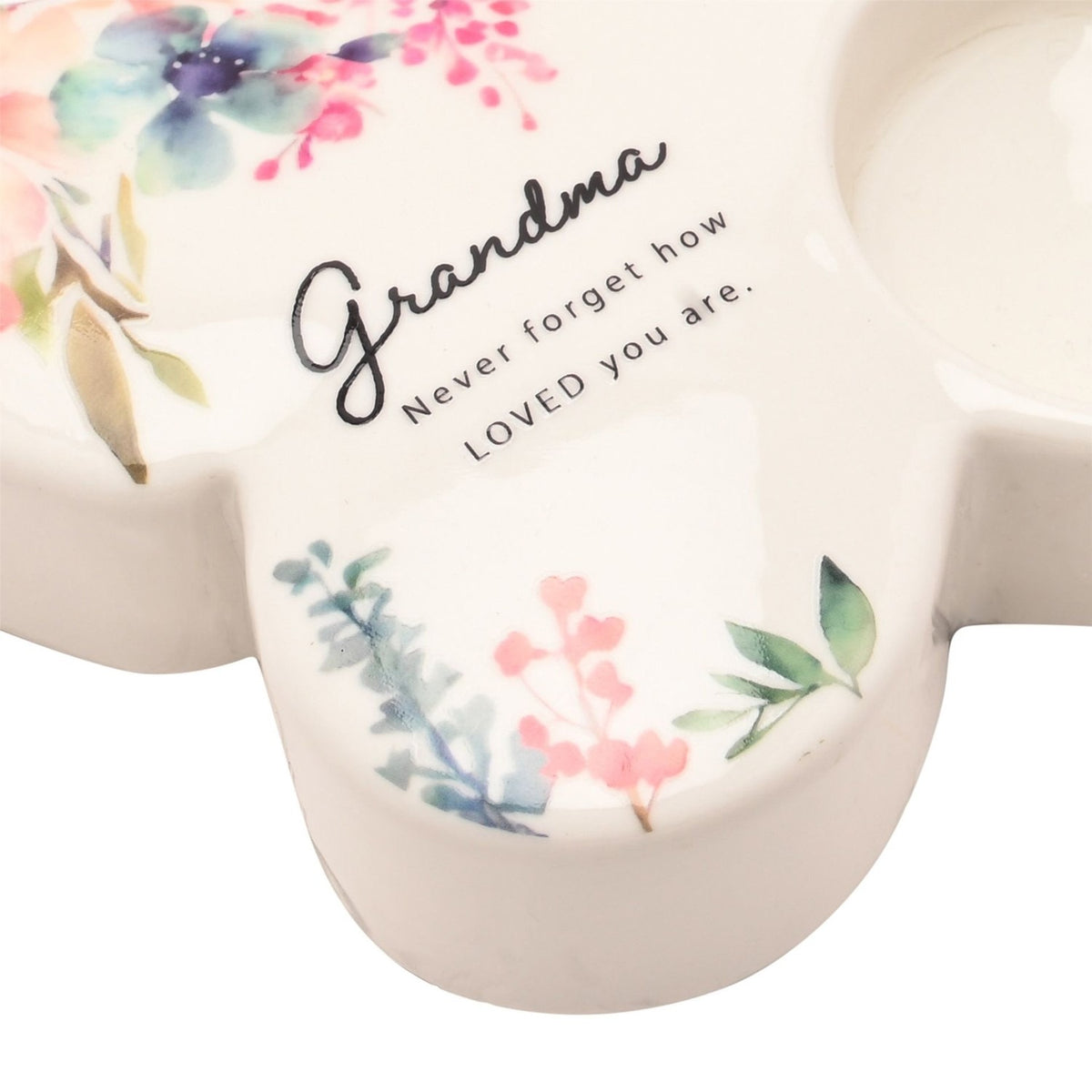 Grandma Butterfly Glass Tealight Candle Holder - White
