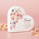 Friend Watercolour Floral Heart Ceramic Decoration - White