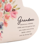 Grandma Watercolour Floral Ceramic Heart Decoration - White