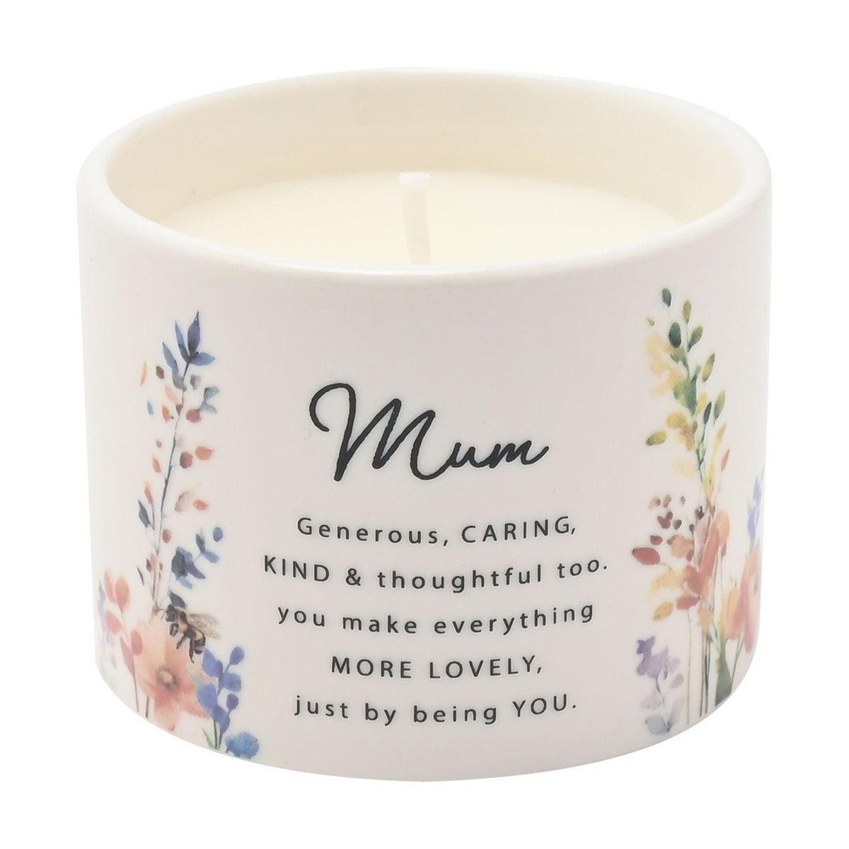 Mum Floral and Bee Ceramic Scented Candle 100g - Off White