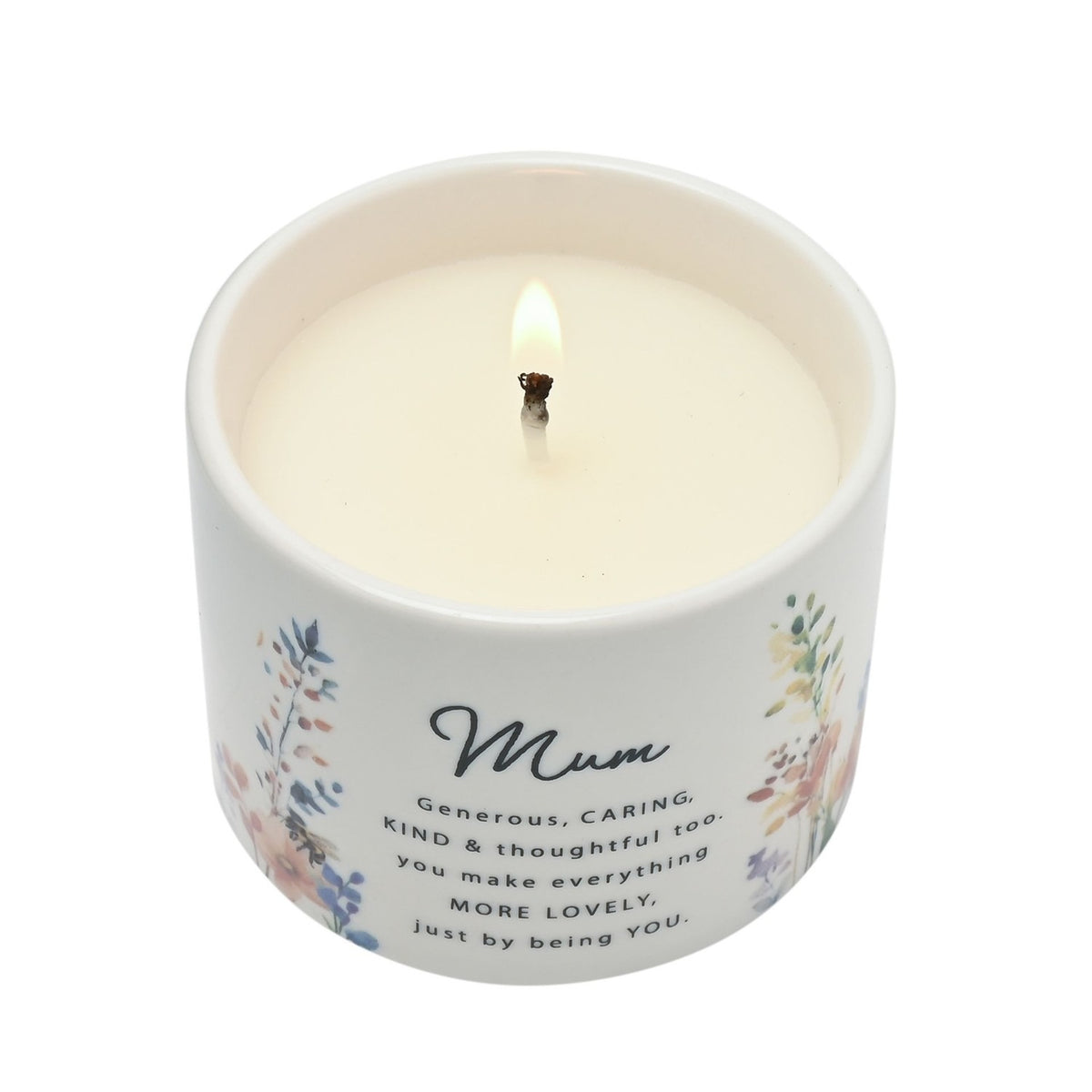 Mum Floral and Bee Ceramic Scented Candle 100g - Off White