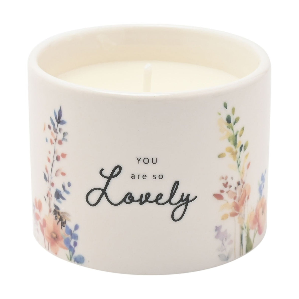 Lovely Round Floral Ceramic Scented Candle 100g - Off White