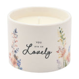 Lovely Round Floral Ceramic Scented Candle 100g - Off White