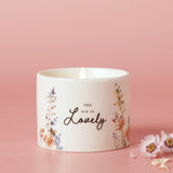 Lovely Round Floral Ceramic Scented Candle 100g - Off White