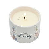 Lovely Round Floral Ceramic Scented Candle 100g - Off White