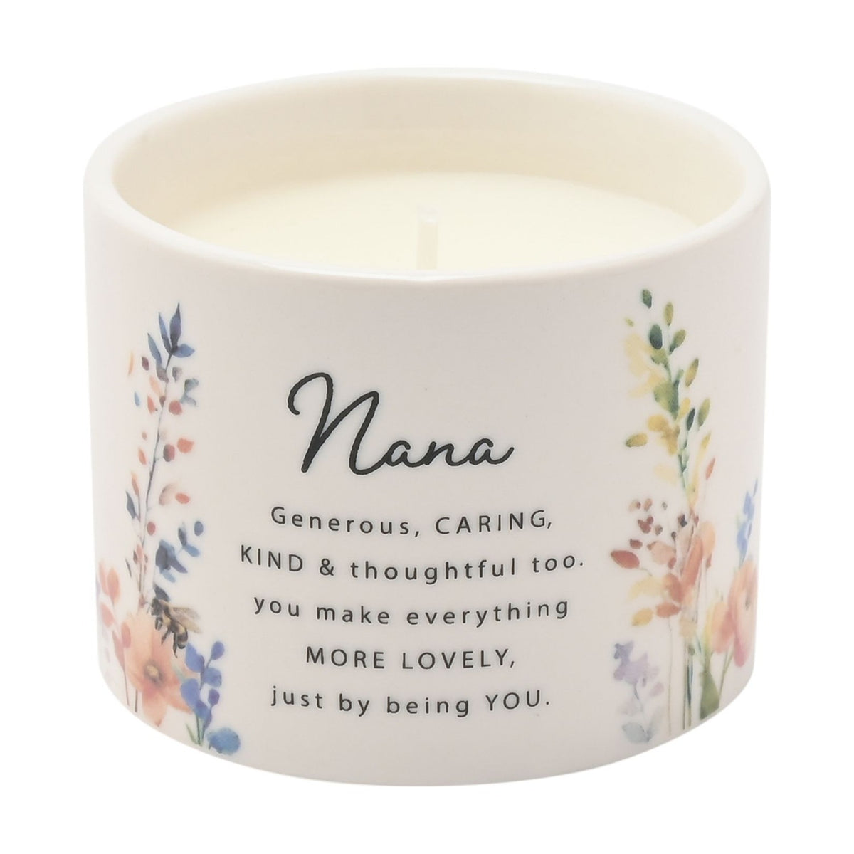 Nana Round Floral Ceramic Scented Candle 100g - Off White