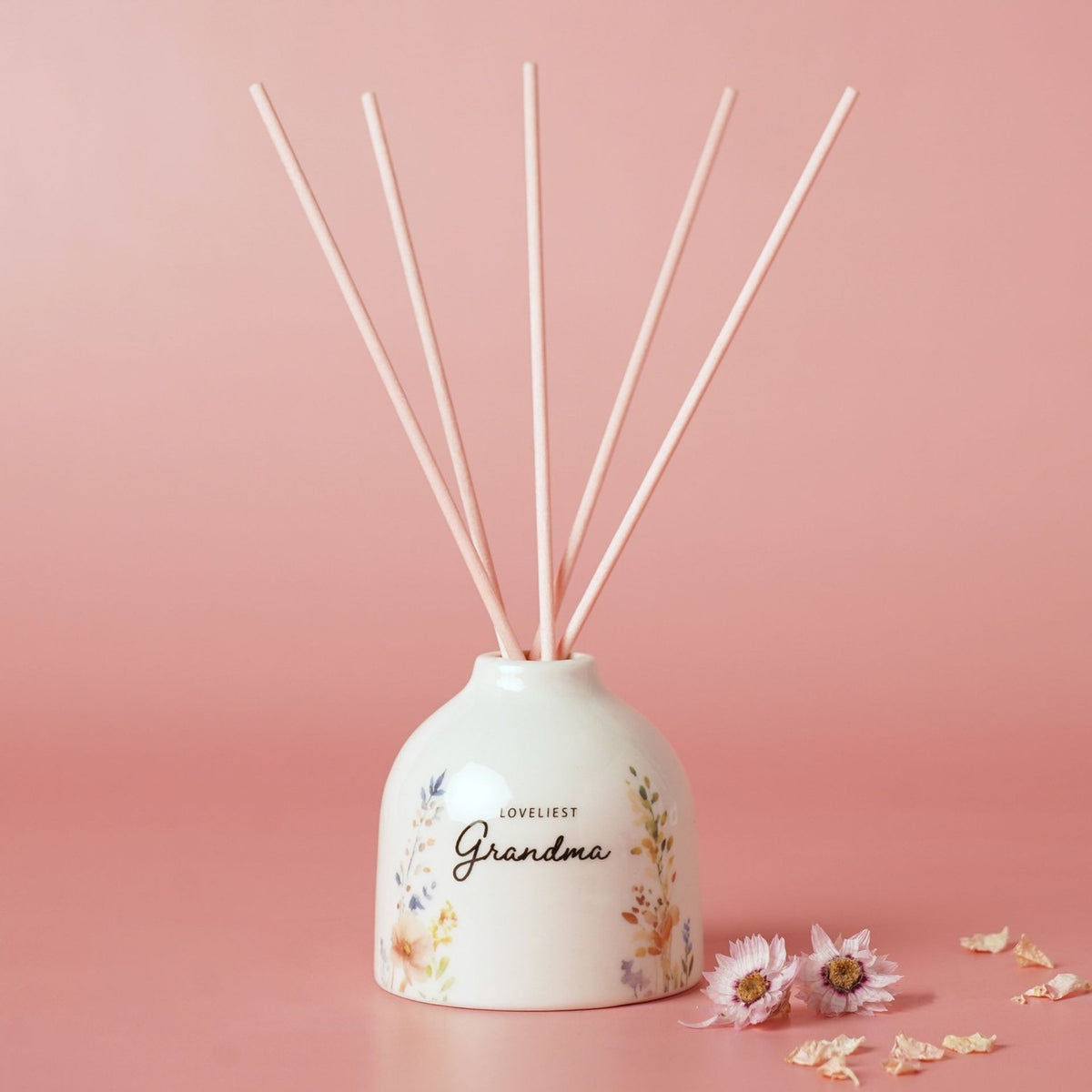 Loveliest Grandma Floral Ceramic Reed Diffuser - Off White