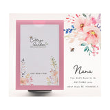 Nana Floral Bee Glass Photo Frame with Pink Border - Clear