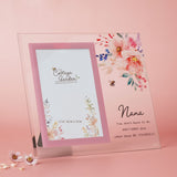 Nana Floral Bee Glass Photo Frame with Pink Border - Clear