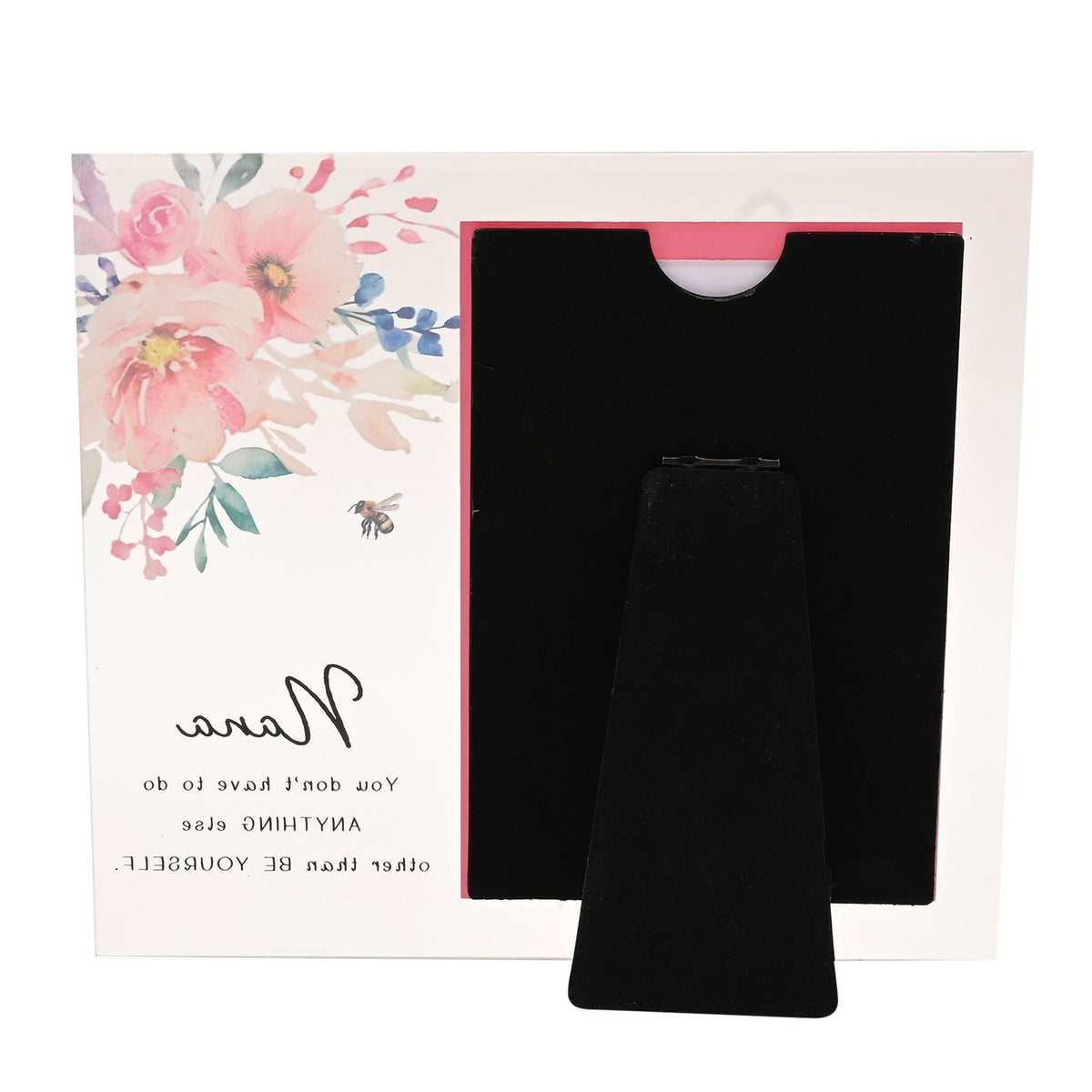 Nana Floral Bee Glass Photo Frame with Pink Border - Clear