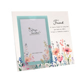 Friend Floral Freestanding Glass Photo Frame 6 x 4in - Clear