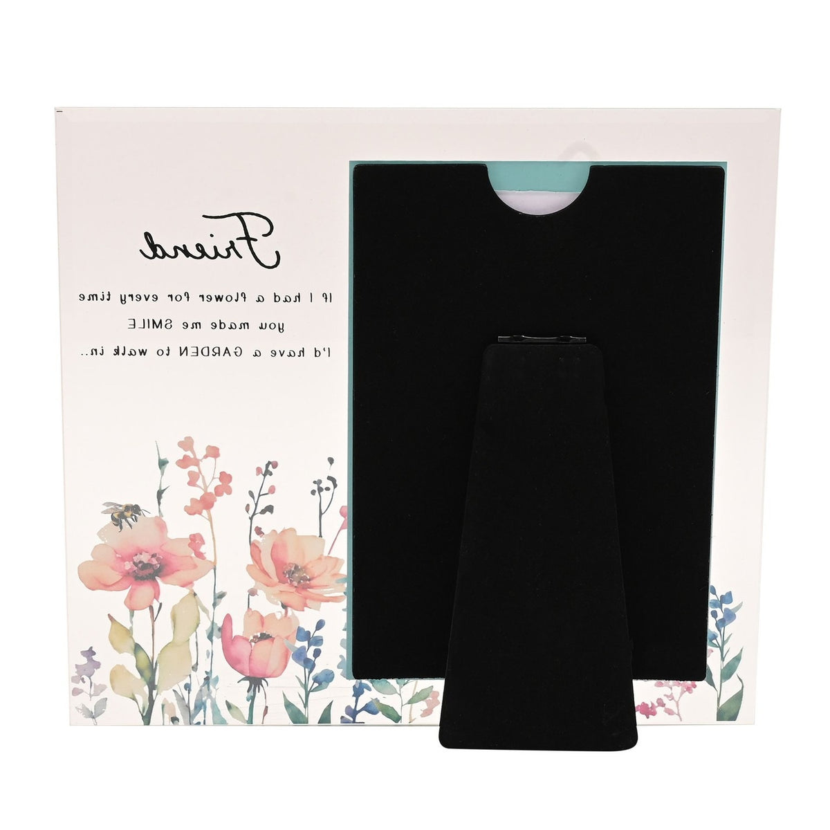 Friend Floral Freestanding Glass Photo Frame 6 x 4in - Clear