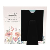 Friend Floral Freestanding Glass Photo Frame 6 x 4in - Clear