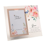 Gran Watercolour Floral Glass Photo Frame 6 x 4in - Clear