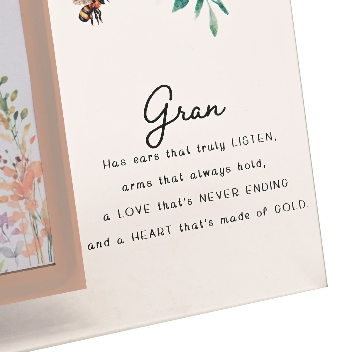 Gran Watercolour Floral Glass Photo Frame 6 x 4in - Clear