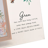 Gran Watercolour Floral Glass Photo Frame 6 x 4in - Clear