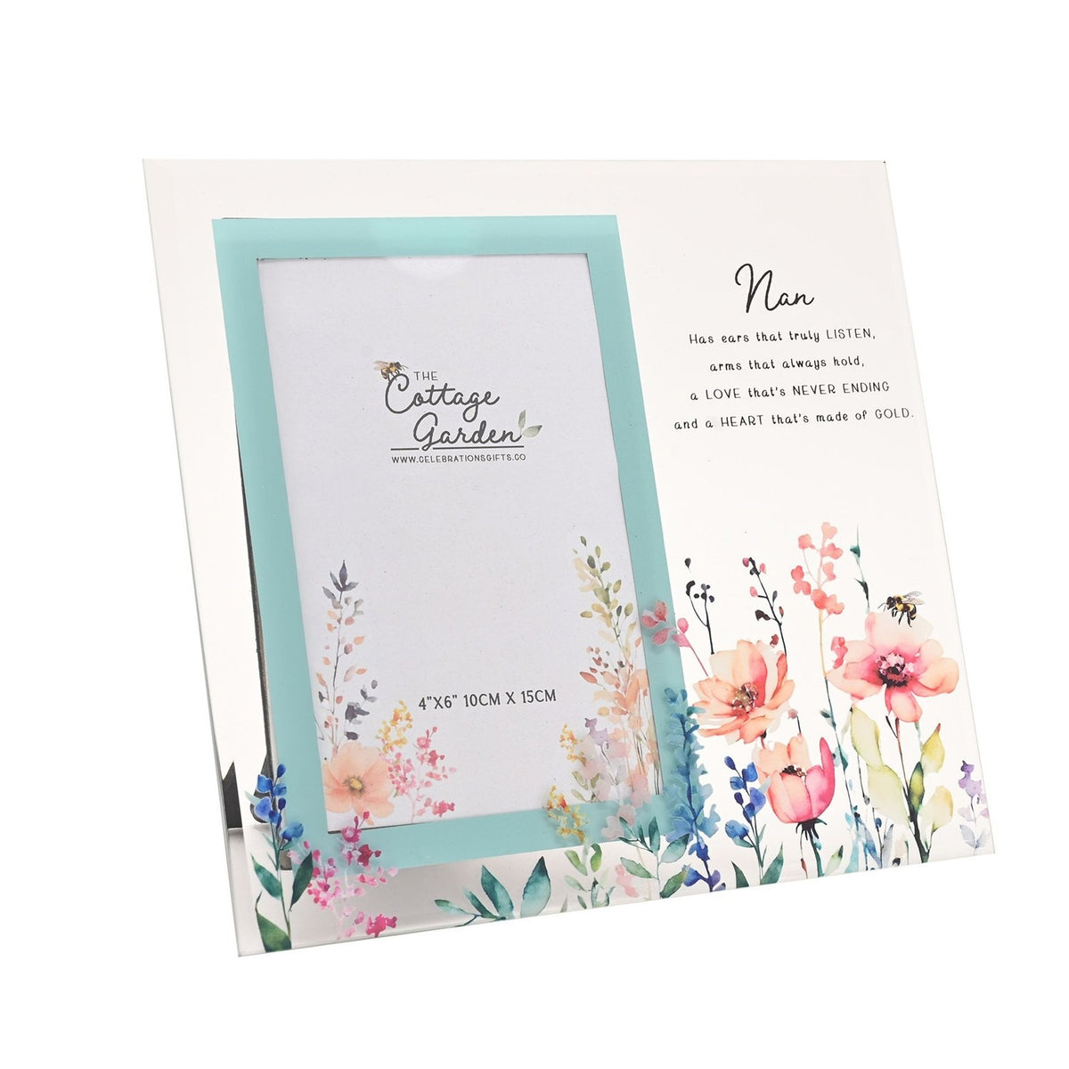 Nan Wildflower and Bee Glass Photo Frame 6 x 4in - Clear