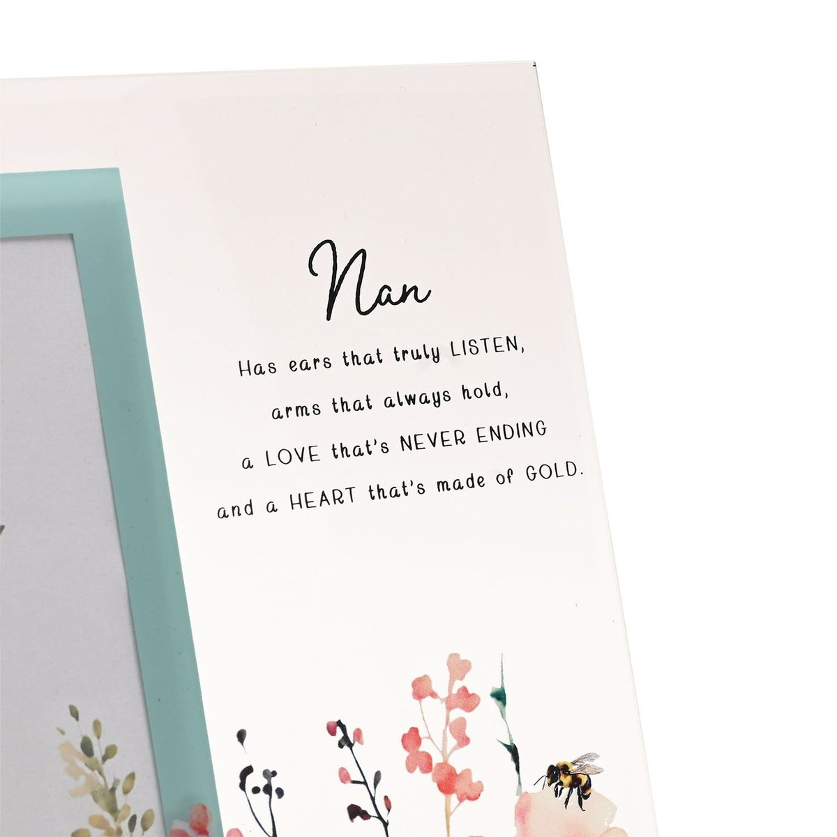 Nan Wildflower and Bee Glass Photo Frame 6 x 4in - Clear