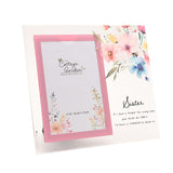 Sister Floral Freestanding Glass Photo Frame - Clear & Pink