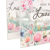 Loveliest Floral Square Glass Tealight Candle Holder - Clear