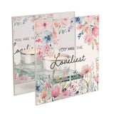 Loveliest Floral Square Glass Tealight Candle Holder - Clear