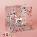 Loveliest Sister Floral Glass Tealight Candle Holder - Clear