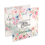 Loveliest Sister Floral Glass Tealight Candle Holder - Clear