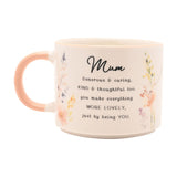 Mum Wildflower Stoneware Mug with Peach Handle 300ml - White