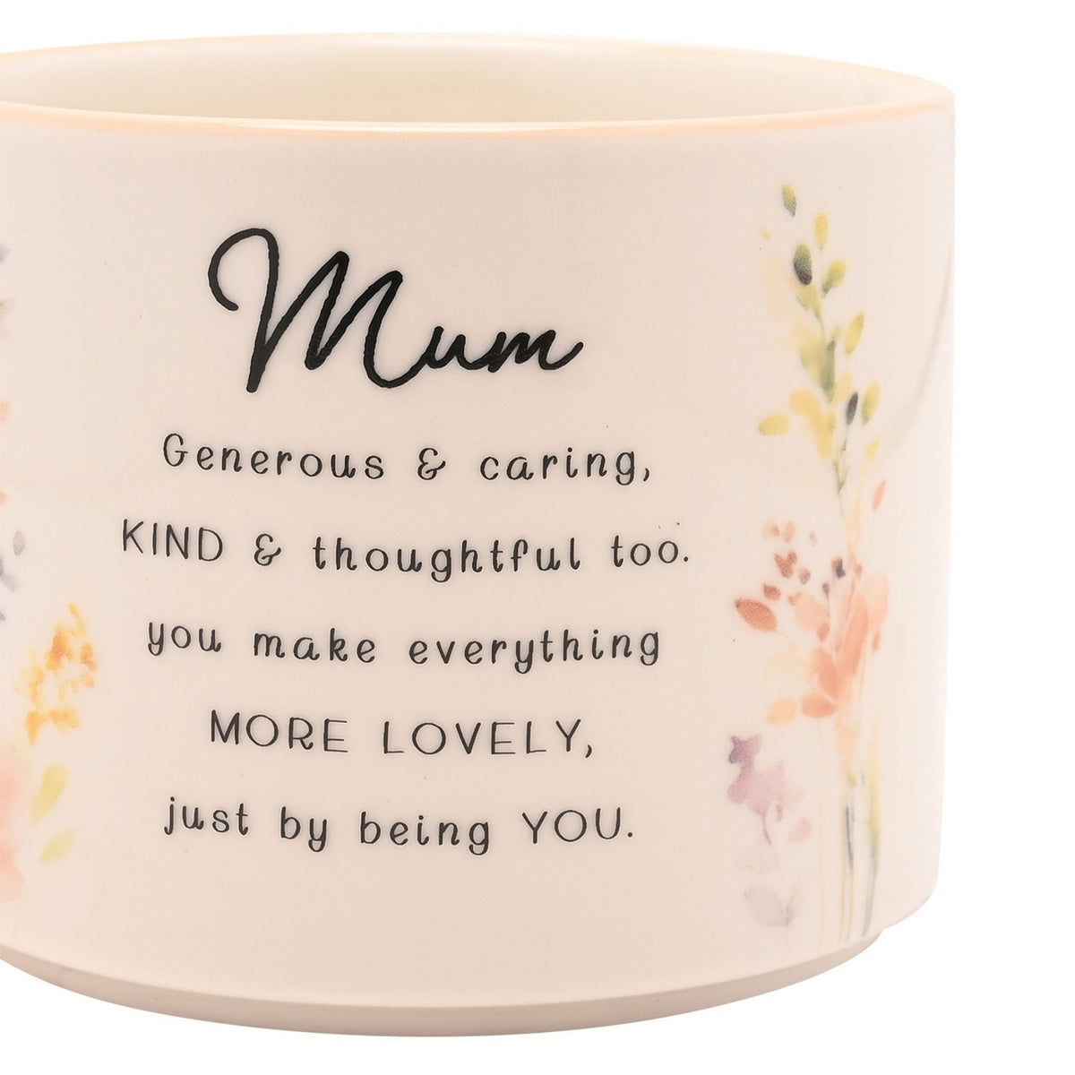 Mum Wildflower Stoneware Mug with Peach Handle 300ml - White