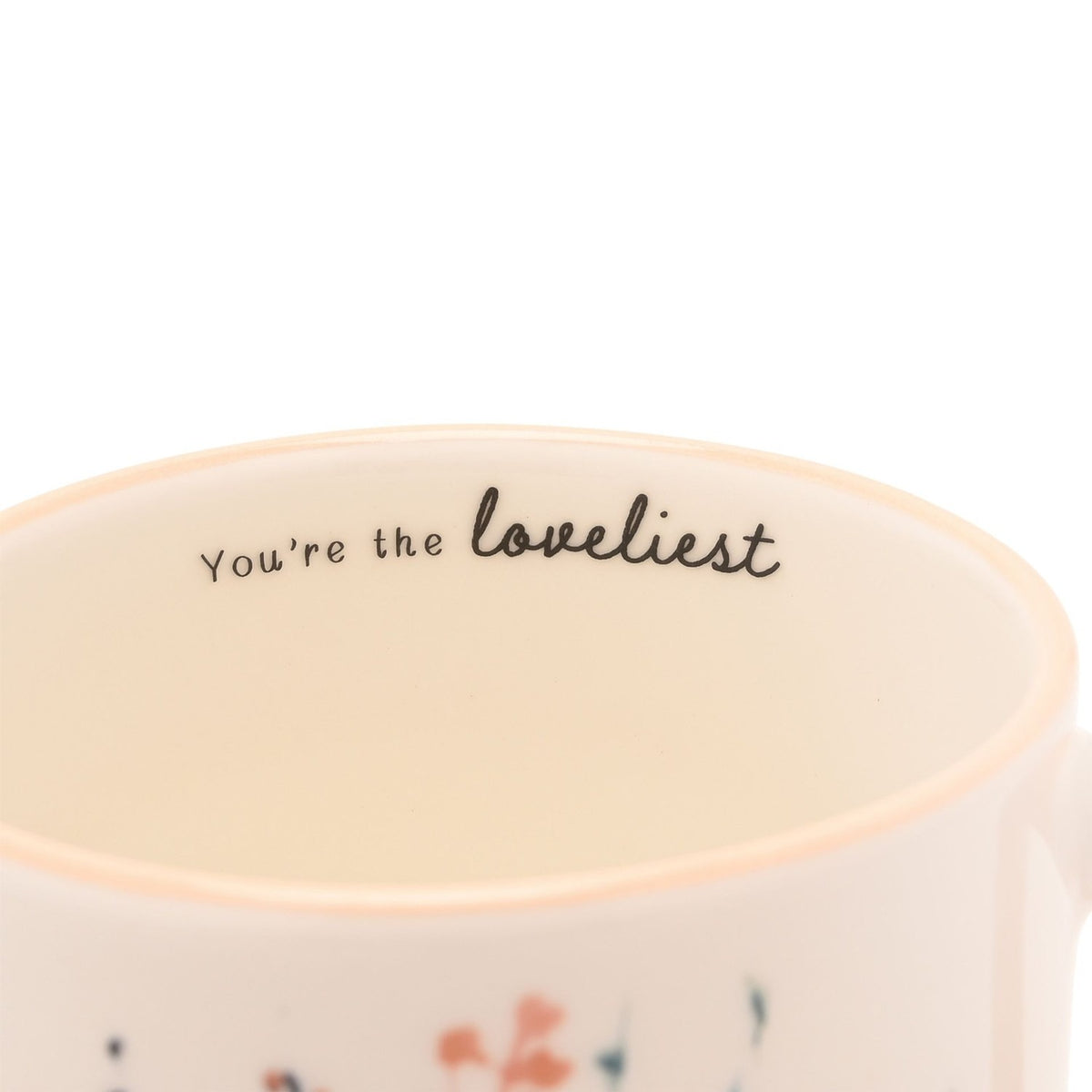 Mum Wildflower Stoneware Mug with Peach Handle 300ml - White
