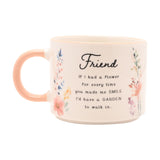 Friend Floral Stoneware Mug with Peach Handle 300ml - Cream