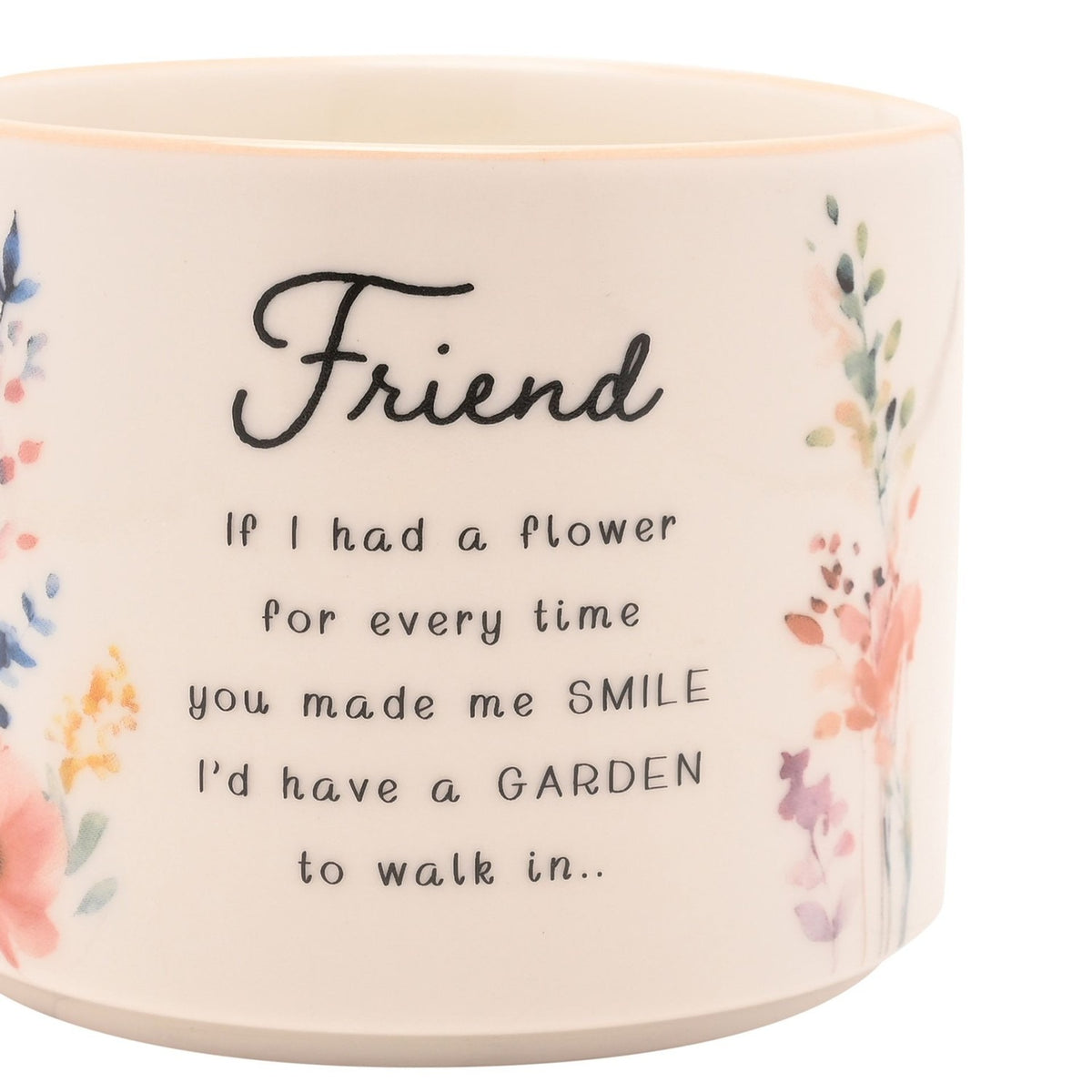 Friend Floral Stoneware Mug with Peach Handle 300ml - Cream