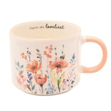 Nan Verse Wildflower and Bee Stoneware Mug 300ml - Peach