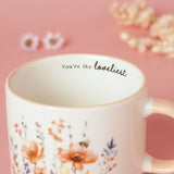 Nan Verse Wildflower and Bee Stoneware Mug 300ml - Peach