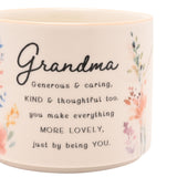 Grandma Floral Stoneware Mug with Peach Handle 300ml - White